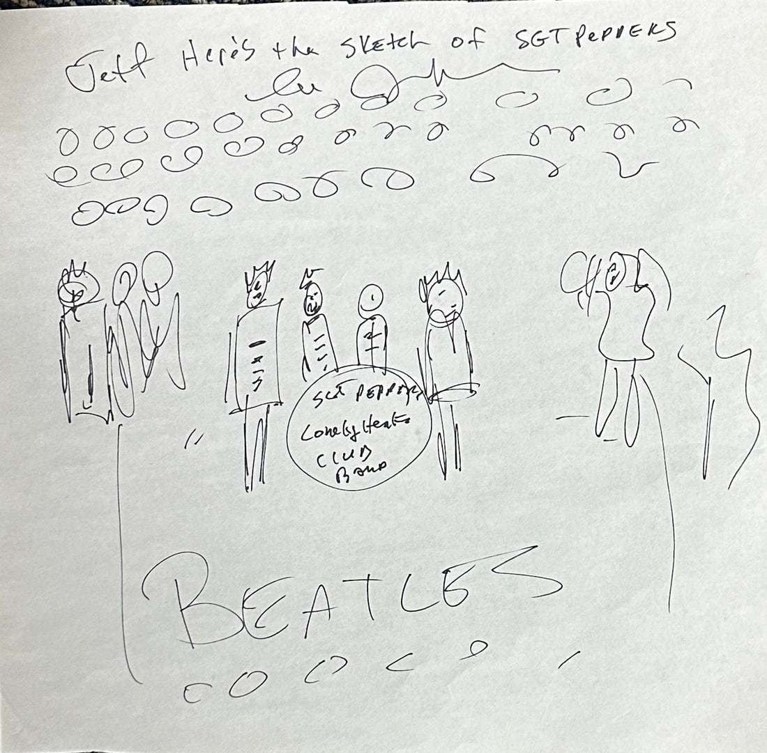 John LENNON Autographed Hand Drawn Sketch!  Sgt Peppers (1 of 1)
