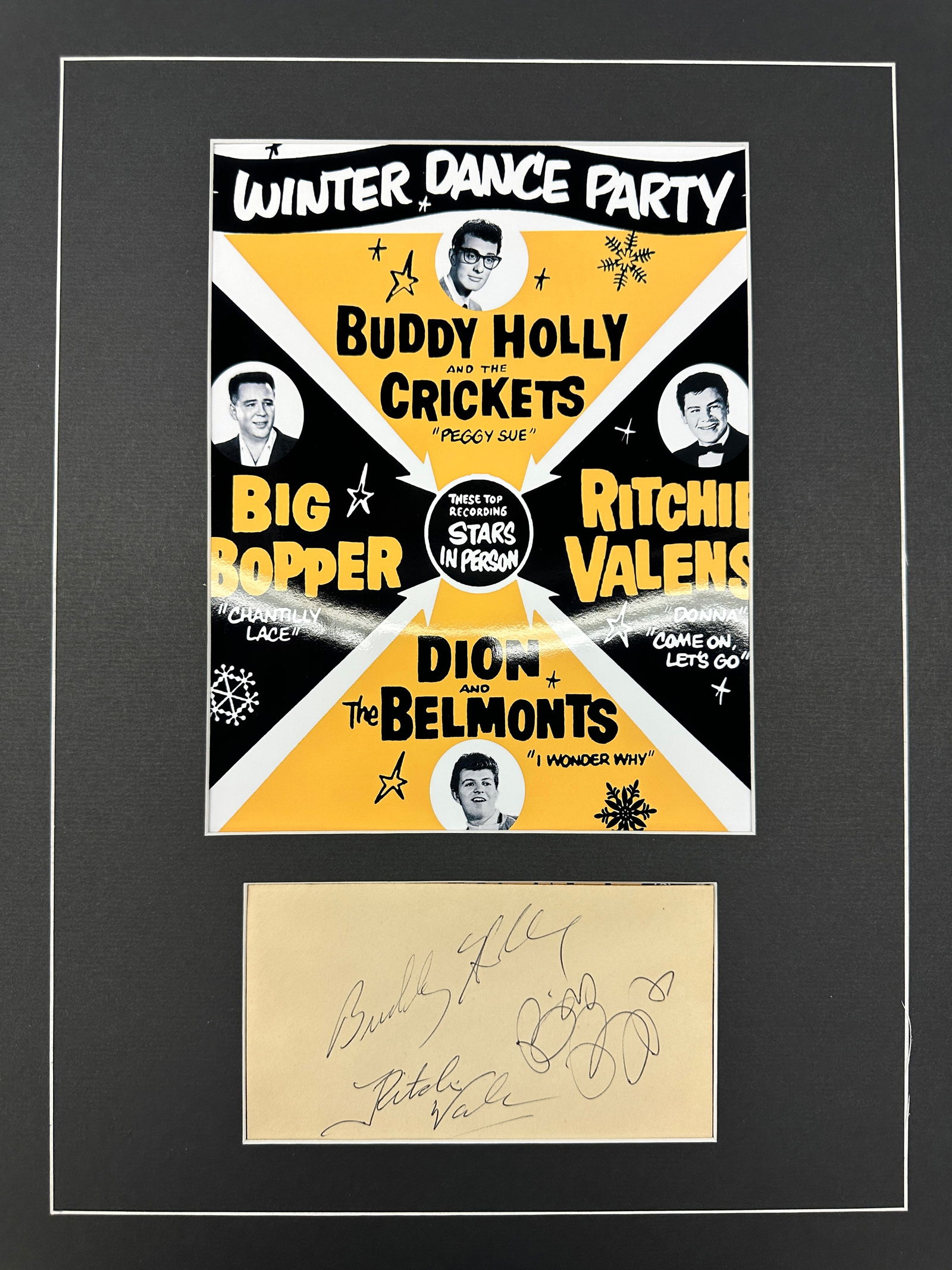 Buddy Holly , Ritchie Valens , Big Bopper Autograph Display Auction