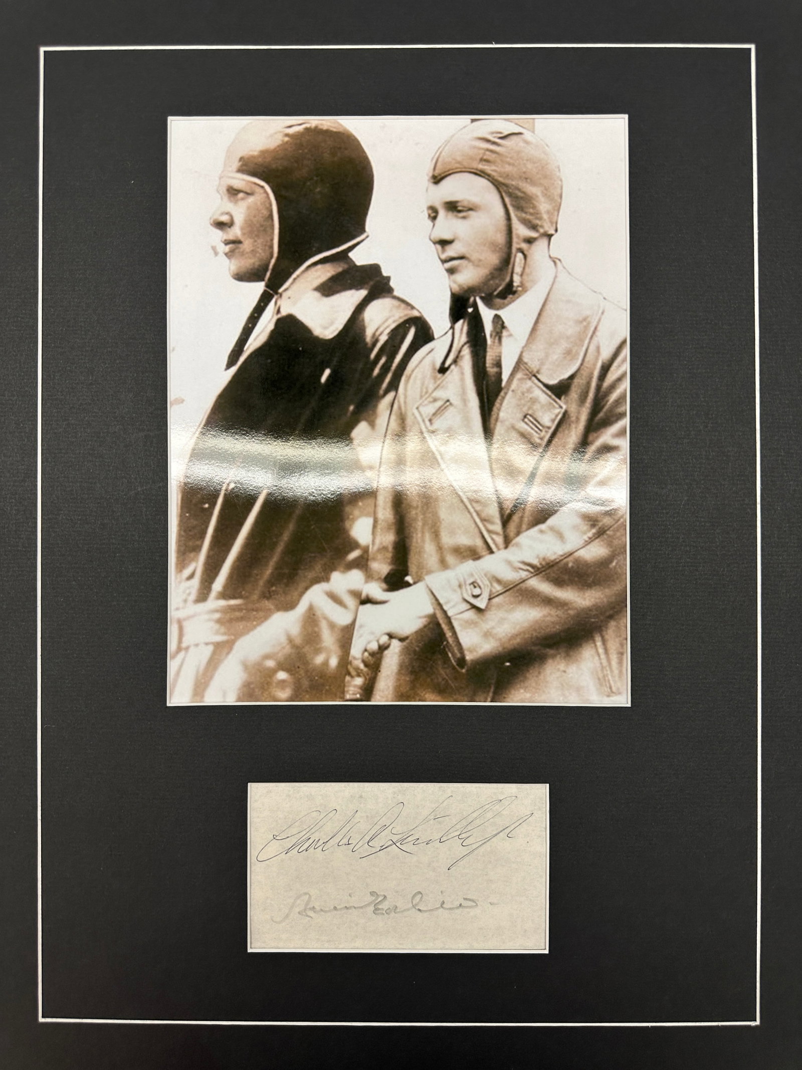 Amelia Earhart And Charles Lindburg Autograph Display (1 of 1)