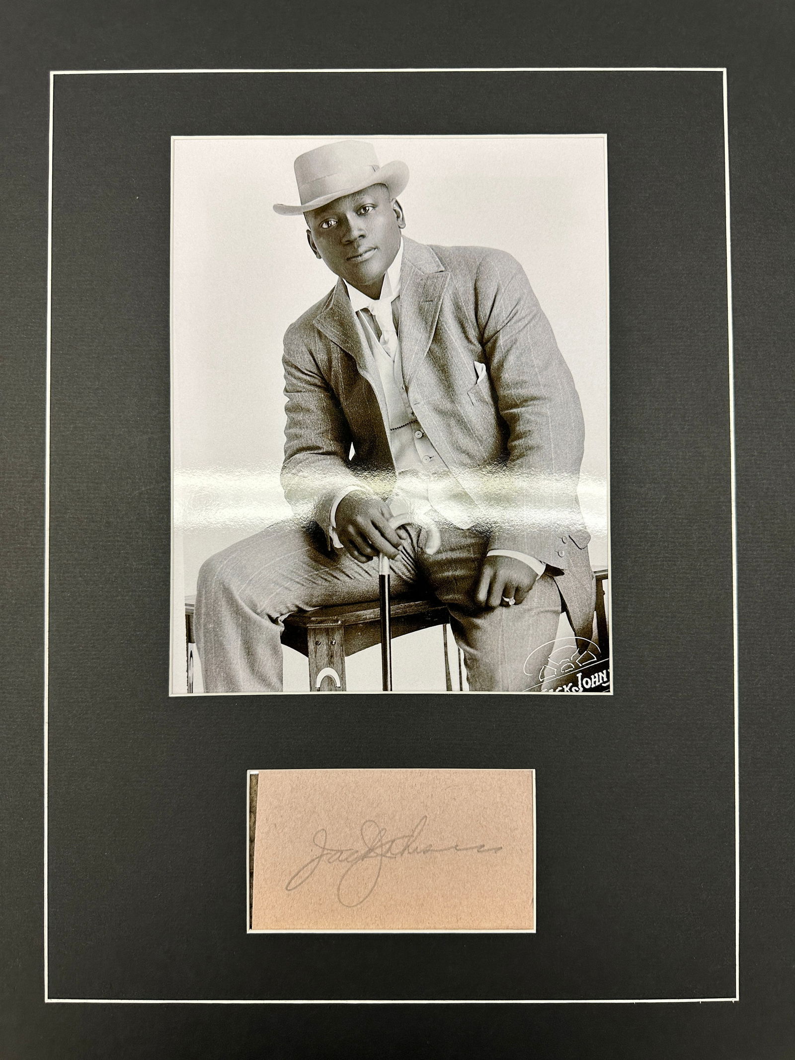 Jack Johnson Autograph Display: Displays are not framed, and can be framed for a cost. Framed items will state they are framed in the name of the item. All signed items come with a COA. All items now come with a 3rd Party COA from P