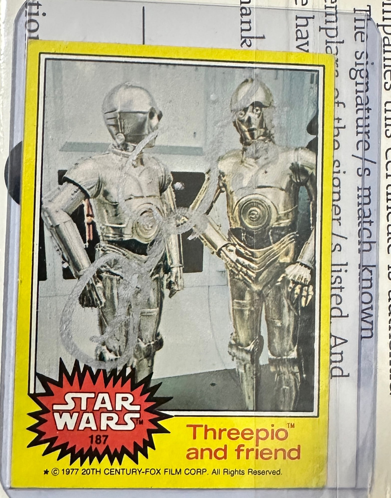 Anthony Daniels Autographed Card (1 of 1)