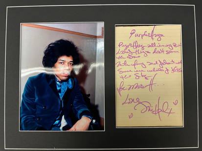 Jimi Hendrix Lyrics And Autograph Display: Displays are not framed, and can be framed for a cost. Framed items will state they are framed in the name of the item. All signed items come with a COA. All items now come with a 3rd Party COA from P