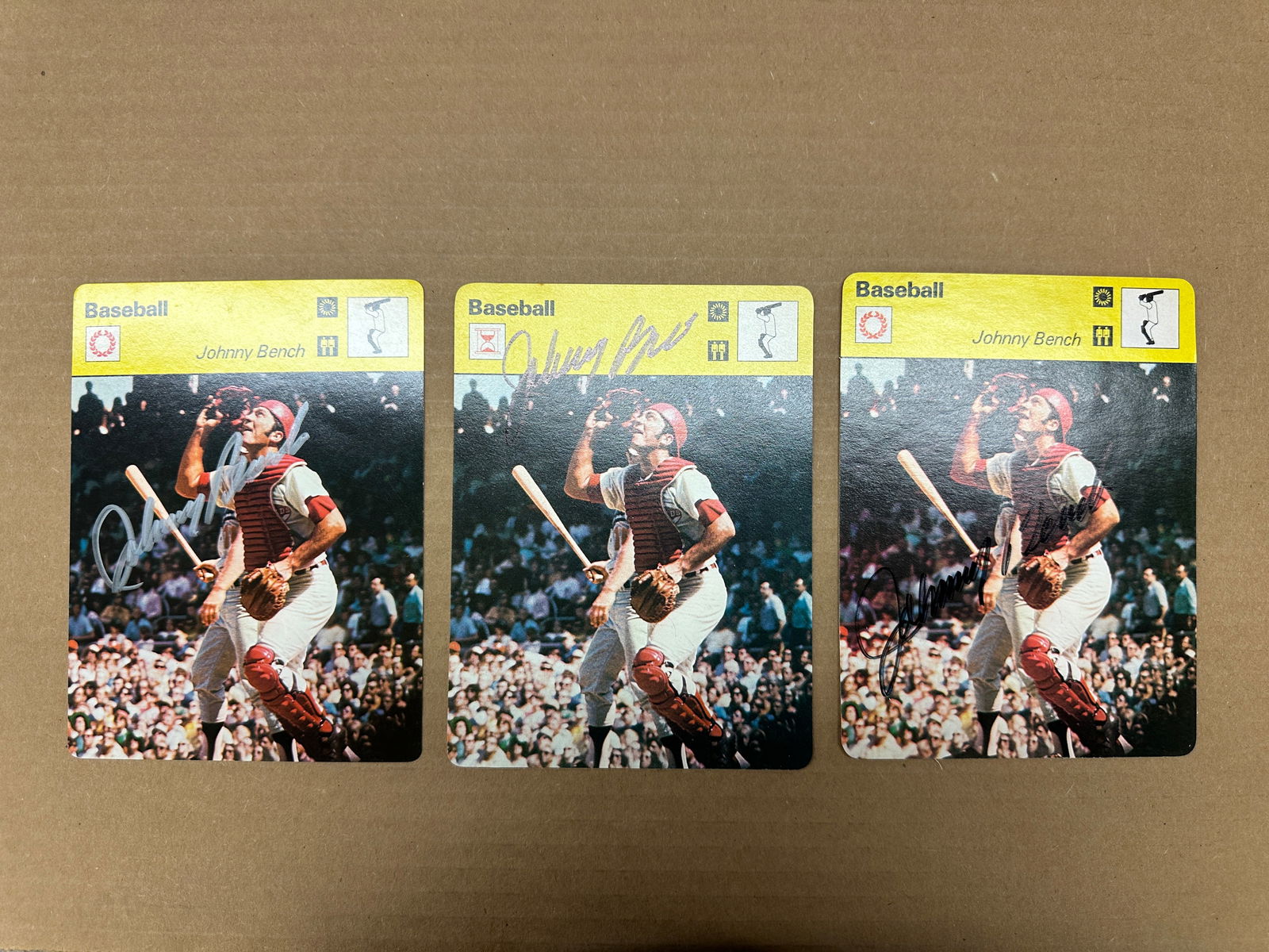 Lot Of 3 Autographed Johnny Bench Cards (1 of 1)
