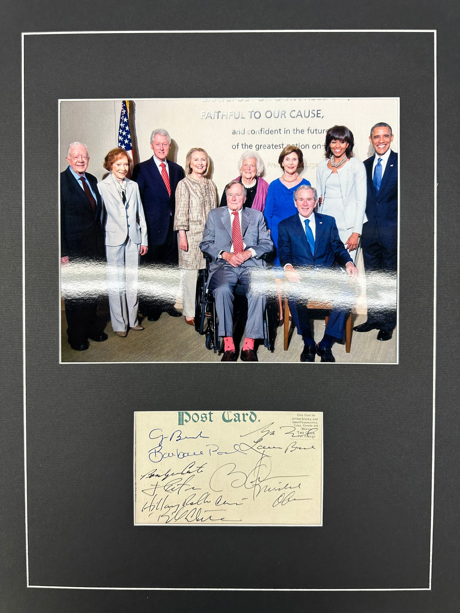 5 Presidents And First Ladies Autograph Display (Carter,Clinton,Bush,Bush,Obama) (1 of 1)