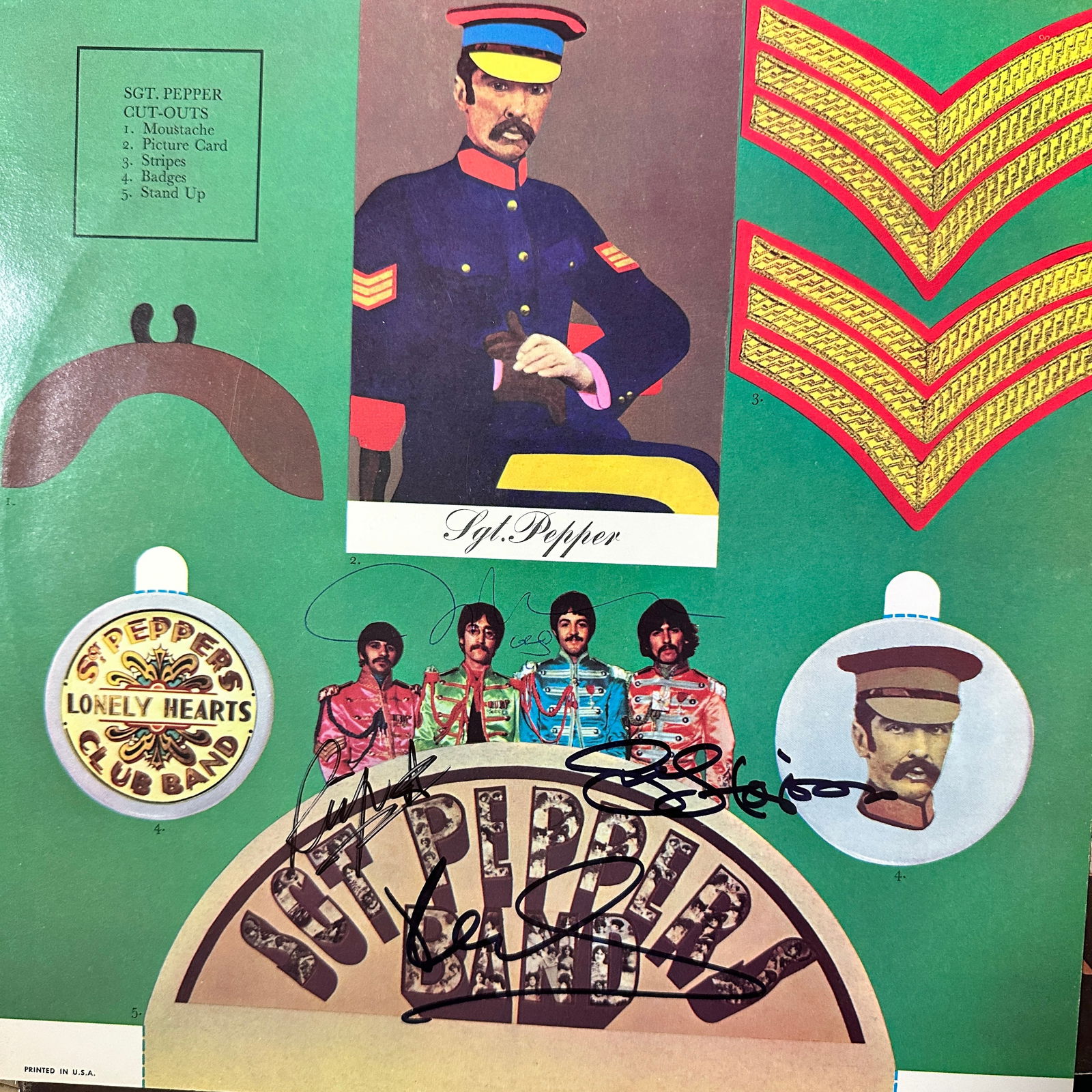 The Beatles AUTOGRAPHED SGT PEPPERS INSERT All 4 (1 of 2)