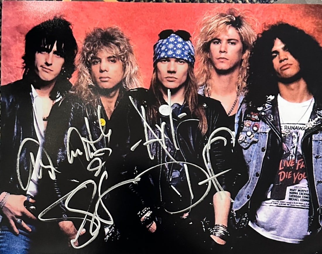 Guns and Roses Autographed 8X10 All 5 (1 of 1)