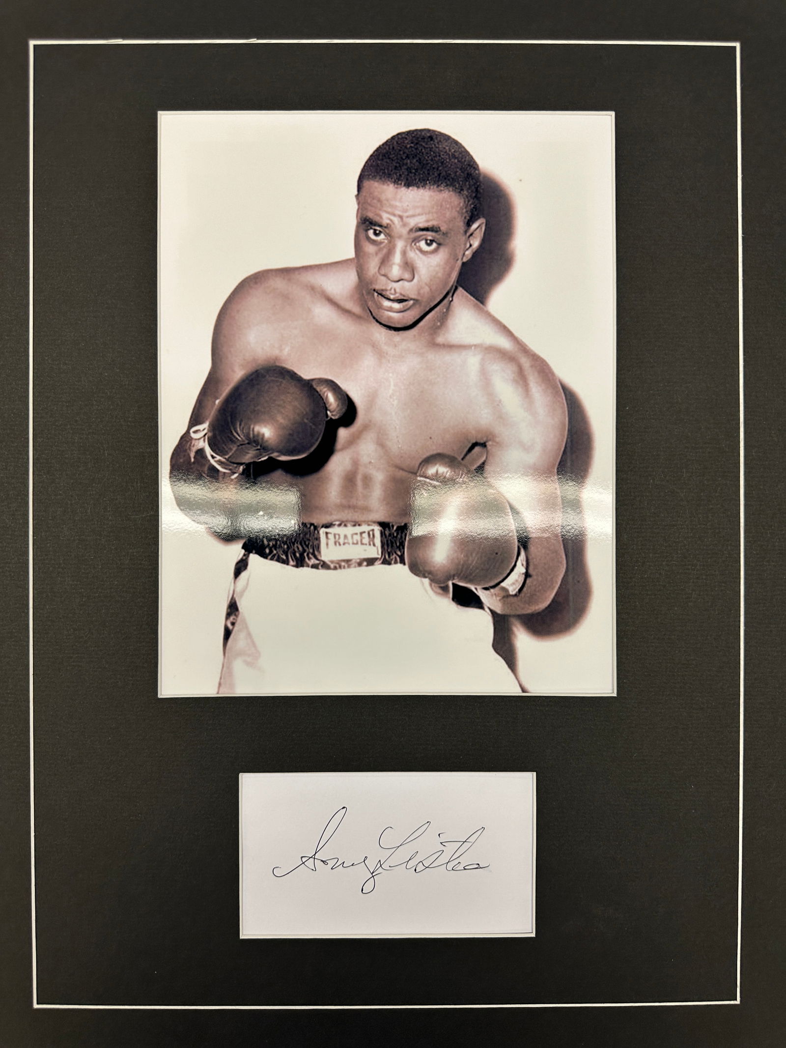 Sonny Liston Autograph Display: Displays are not framed, and can be framed for a cost. Framed items will state they are framed in the name of the item. All signed items come with a COA. All items now come with a 3rd Party COA from P
