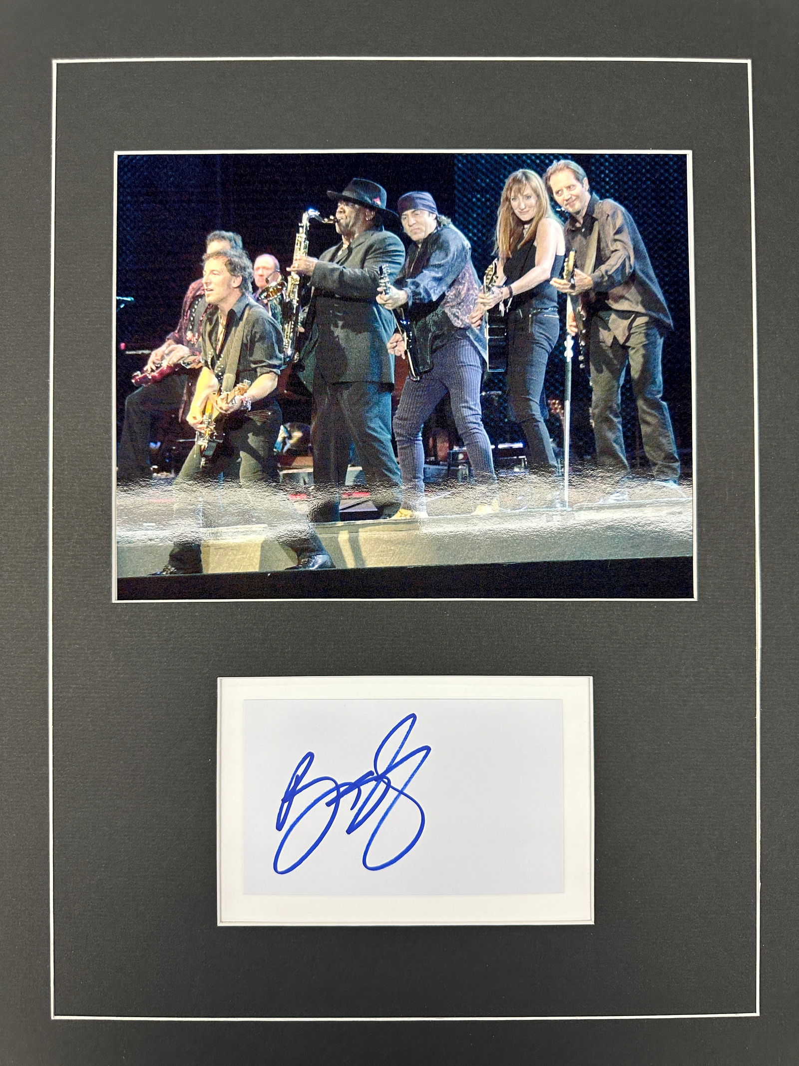 Bruce Springsteen Autograph Display: Displays are not framed, and can be framed for a cost. Framed items will state they are framed in the name of the item. All signed items come with a COA. All items now come with a 3rd Party COA from P
