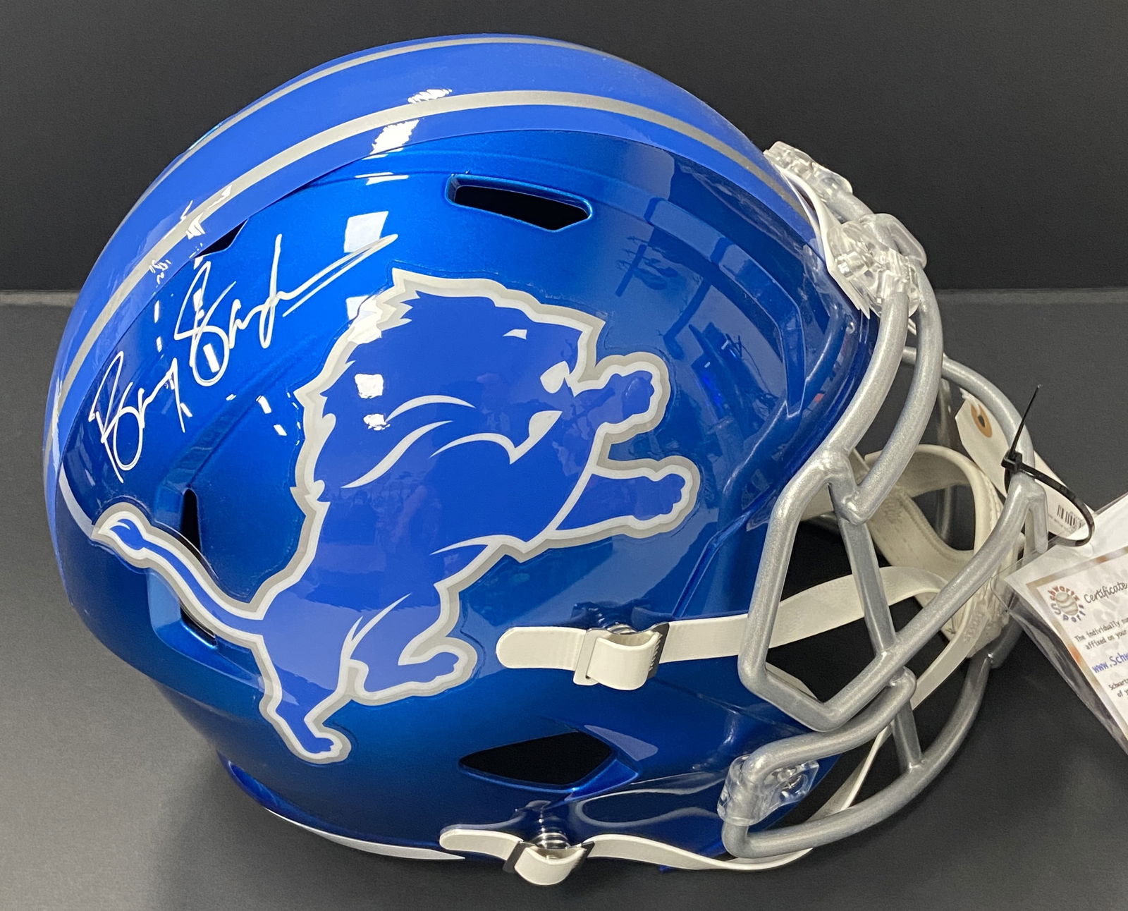 Barry Sanders Signed Detroit Lions Helmet JSA (1 of 2)