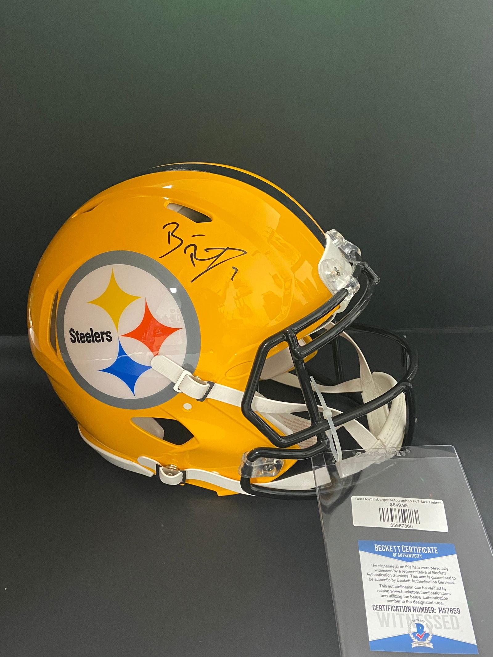 Ben Roethlisberger Signed Helmet Beckett Witnessed (1 of 3)