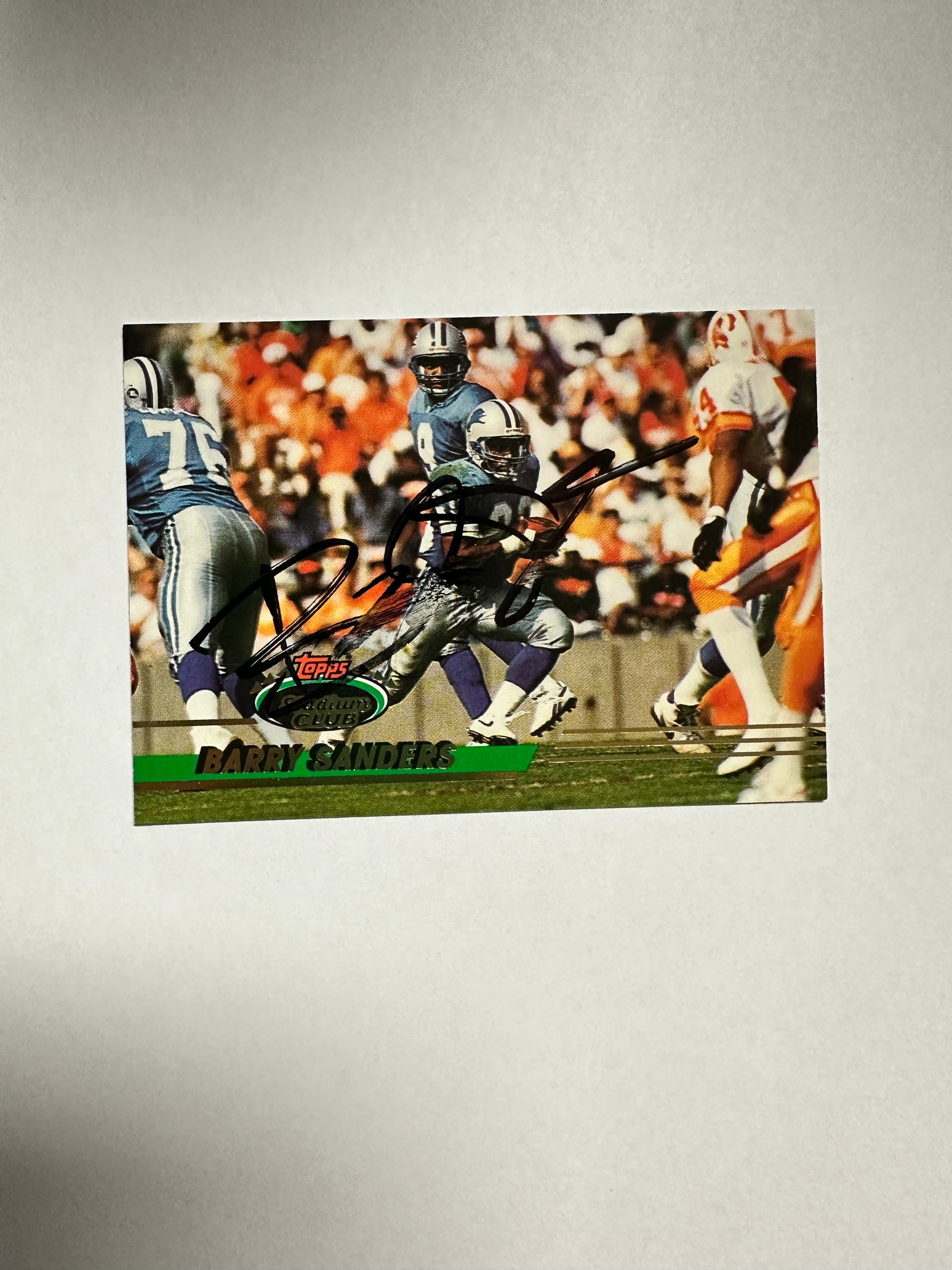 Barry Sanders Autographed CARD: Displays are not framed, and can be framed for a cost. Framed items will state they are framed in the name of the item. All signed items come with a COA. All items now come with a 3rd Party COA from P