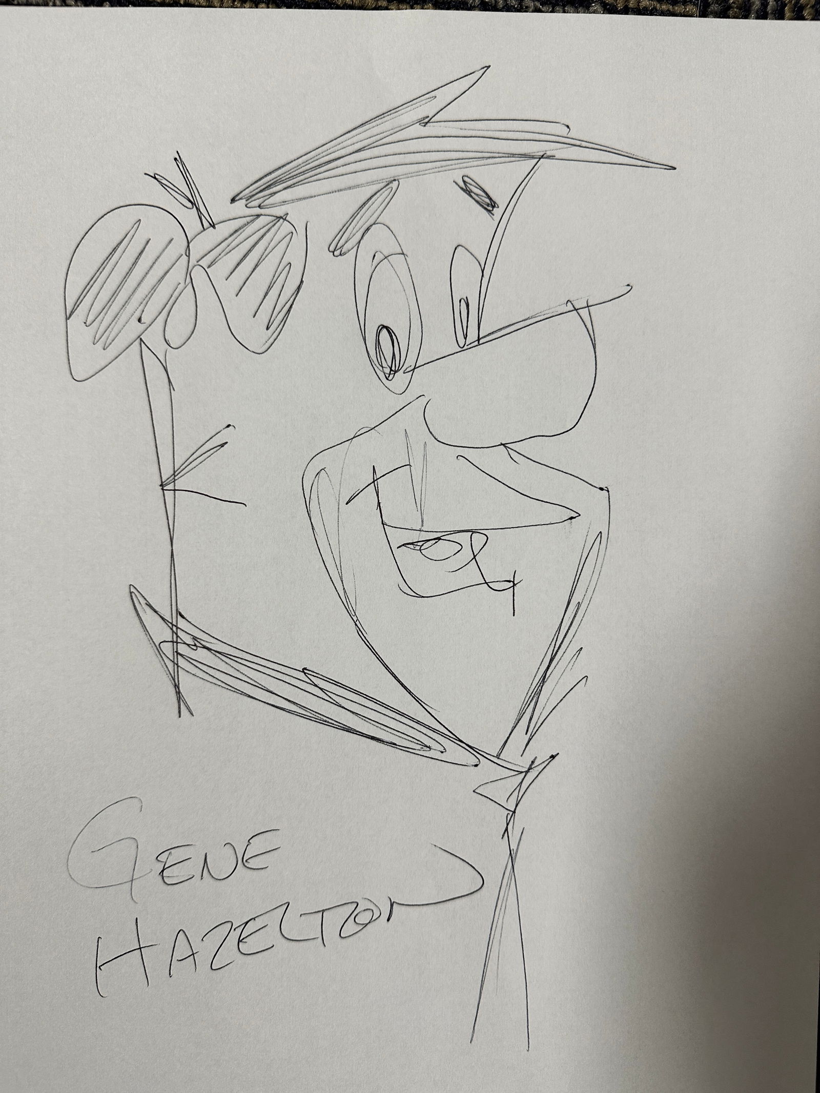 Fred Flintstone Autographed Hand Drawn Sketch Gene Hazelton (1 of 1)