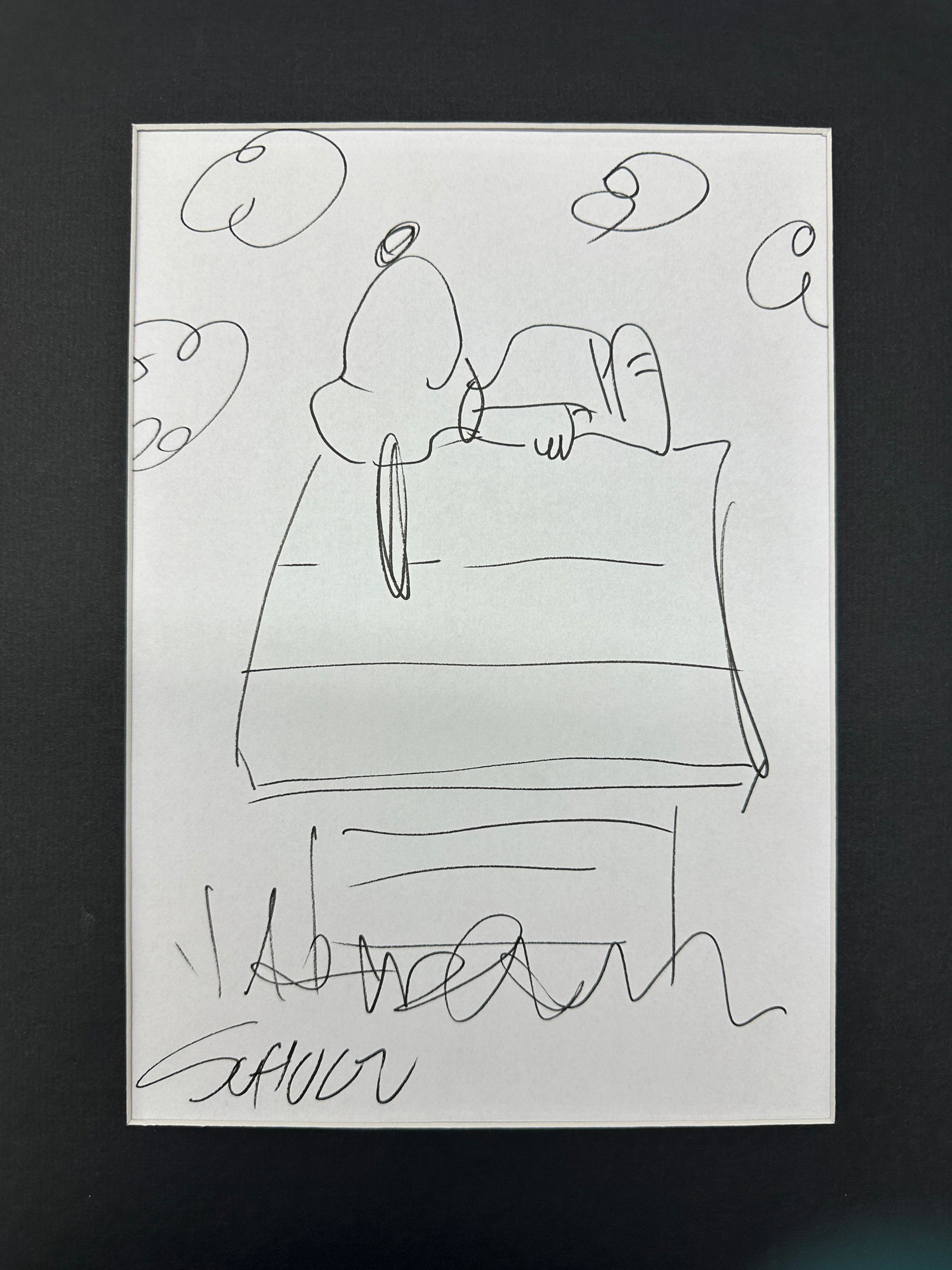 Snoopy on Dog House Autographed Hand DRAWN Sketch (1 of 1)