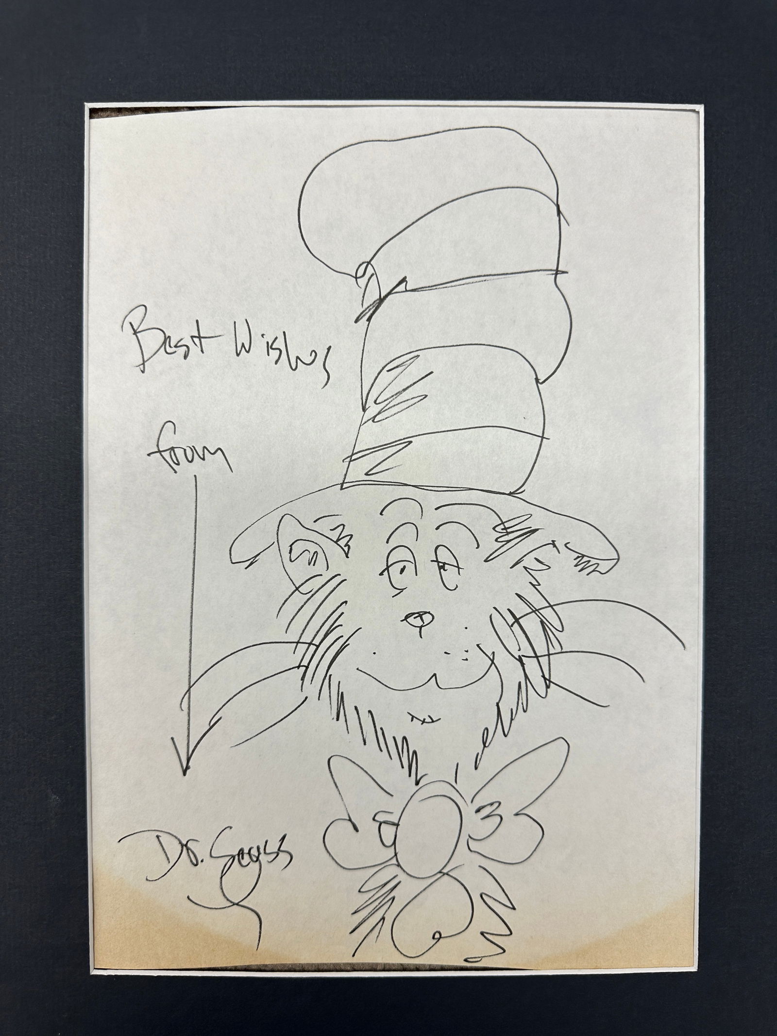 Dr. Seuss Autographed HAND DRAWN Sketch Cat in the Hat (1 of 1)