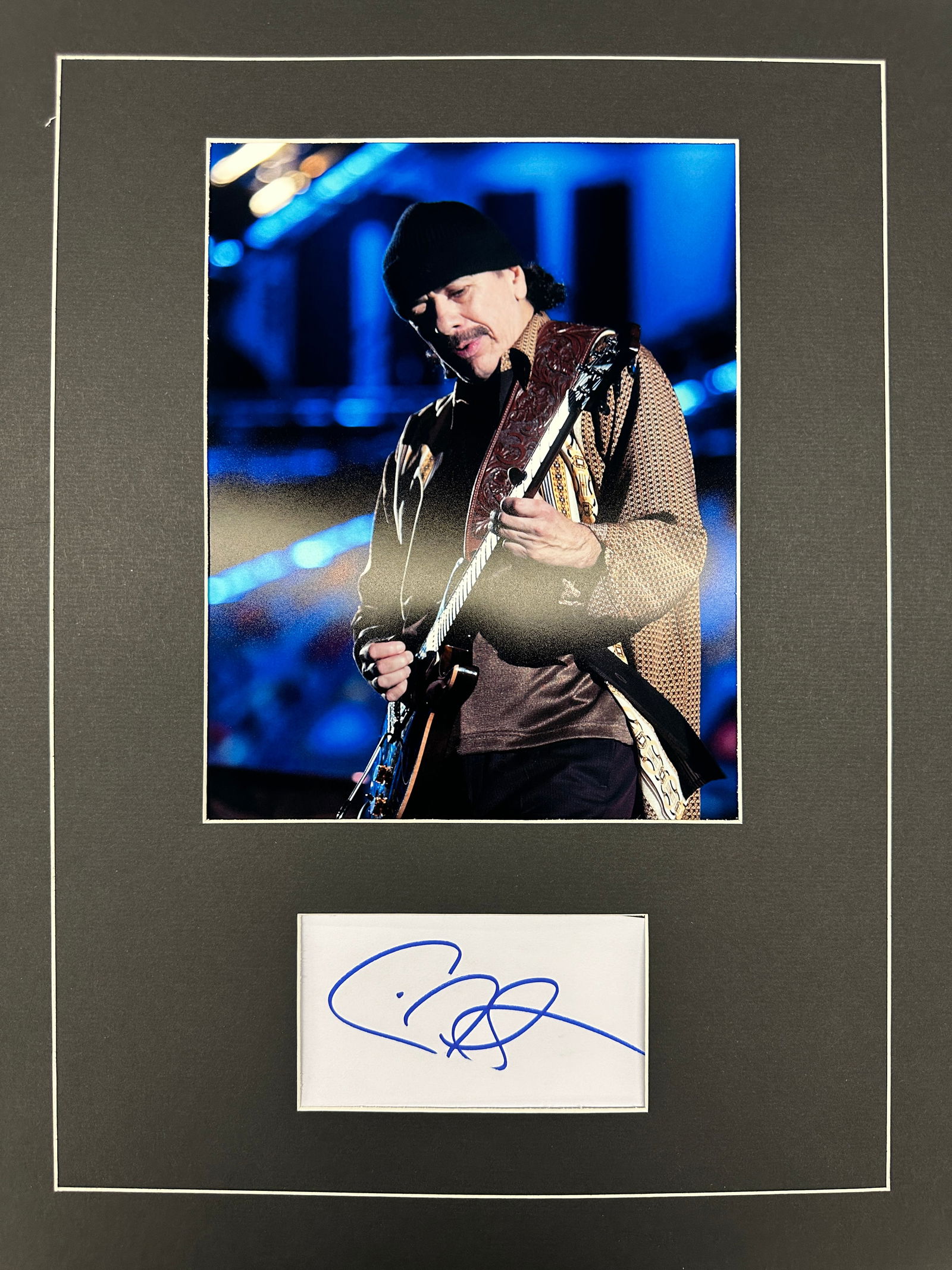 Santana Autographed Display: Displays are not framed, and can be framed for a cost. Framed items will state they are framed in the name of the item. All signed items come with a COA. All items now come with a 3rd Party COA from P