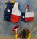 5 LEATHER TEXAS FLAG VESTS & 5 LEATHER TEXAS FLAG BAGS