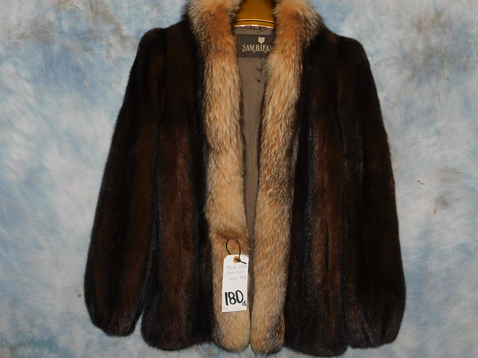 MINK W/FOX TRIM COAT SIZE MED: .