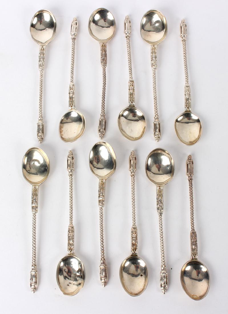 Twelve silver apostle top teaspoons, John & Frank (1 of 2)