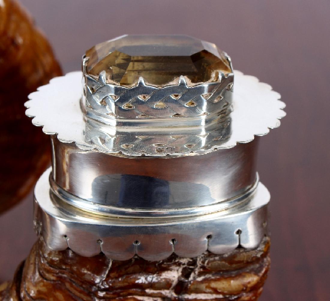 A Scottish ram's horn and silver mounted table inkwell, (1 of 3)