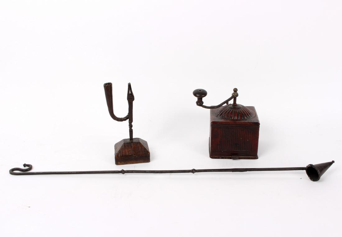 A rush light holder, a coffee grinder and a candle (1 of 1)