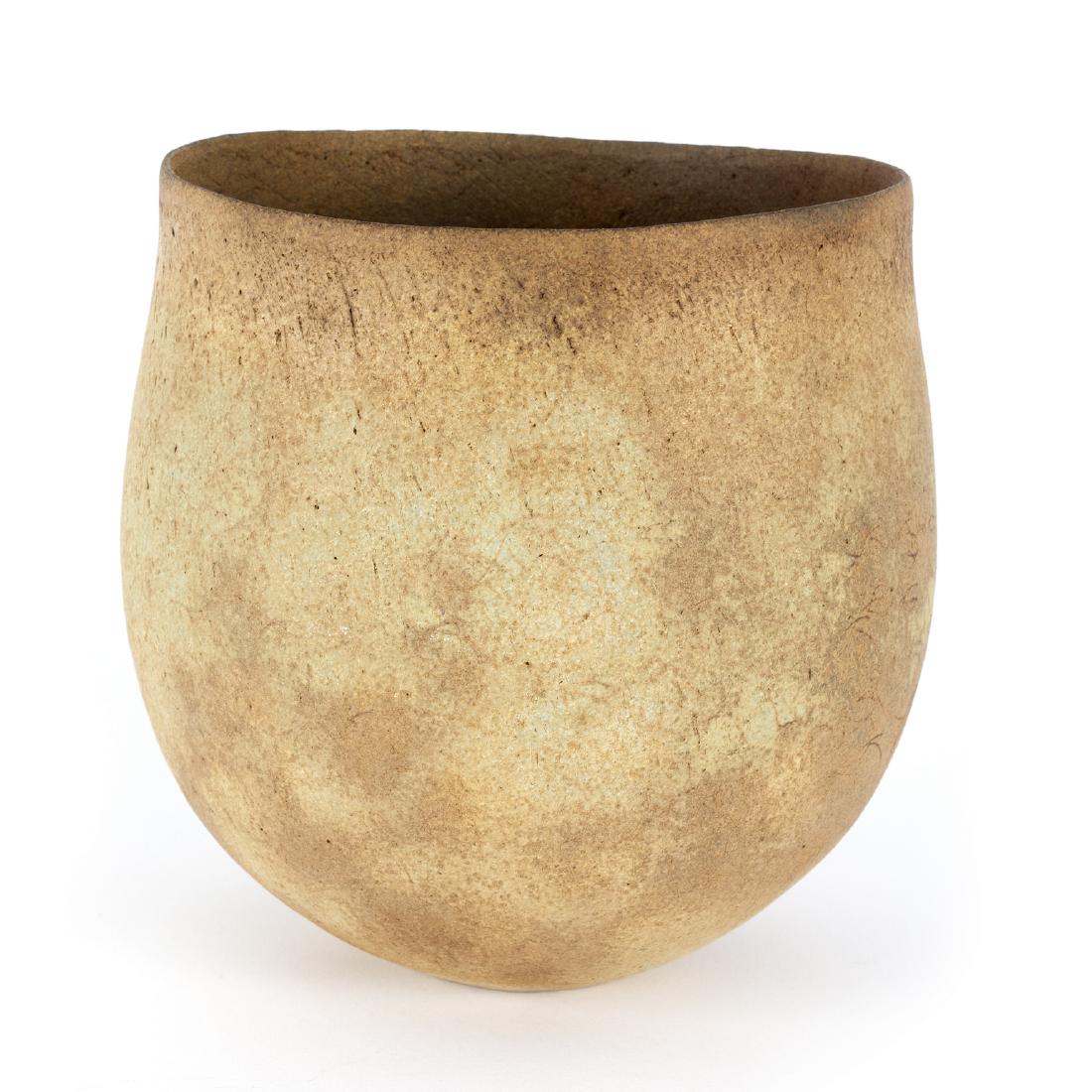 John Ward (British, born 1938), an ovoid stoneware vase: John Ward (British, born 1938), an ovoid stoneware vase with tapering neck in shades of green and brown, impressed seal mark to base, 22cm high