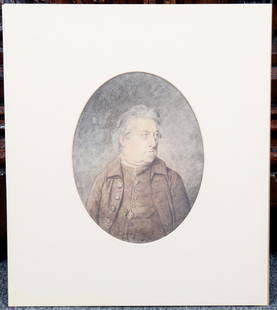 Attributed to Hugh Douglas Hamilton/Portrait of Admiral: Attributed to Hugh Douglas Hamilton/Portrait of Admiral Frankland/oval/watercolour over pencil, 21cm x 16cm
