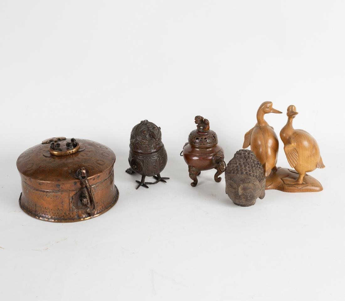 A Balinese carving of two geese, signed K T Djam Prah, (1 of 2)