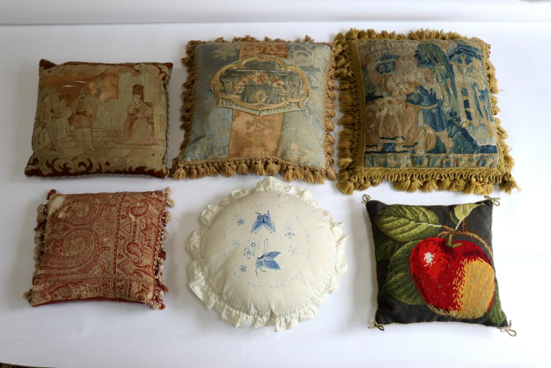 Six needlework cushions, various (1 of 1)