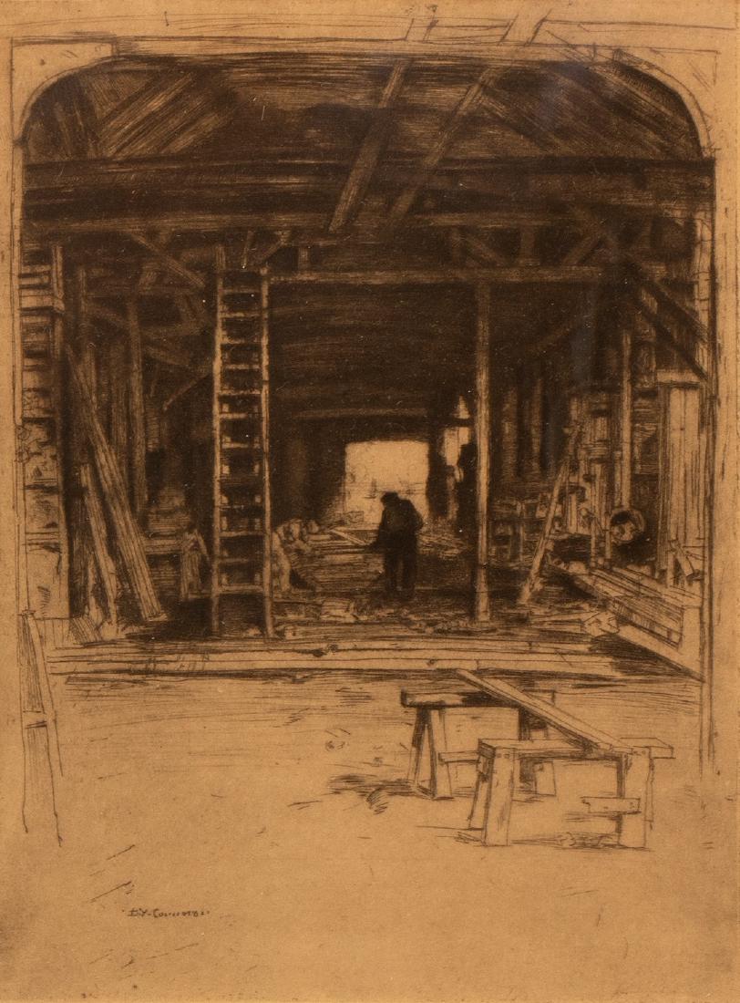 David Young Cameron RA (British 1865-1945)/Robert Lee's: David Young Cameron RA (British 1865-1945)/Robert Lee's Workshop/engraving, 33cm x 17cm