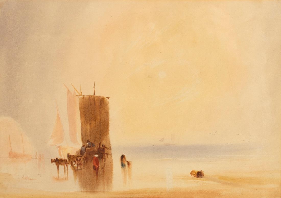Follower of J M W Turner/Beach Scene/with horse and (1 of 2)