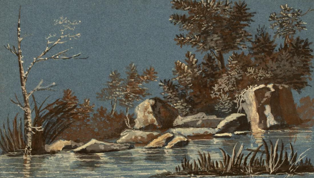 Jean Duplessis-Bertaux (French 1750-1818)/River: Jean Duplessis-Bertaux (French 1750-1818)/River Landscape with Trees/watercolour and bodycolour, 17cm x 29cm