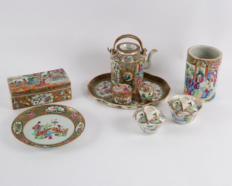 A group of Canton famille rose items comprising two (1 of 2)