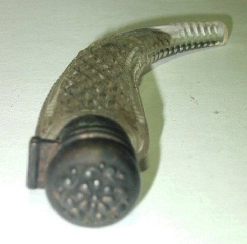 1800's Cut Glass Horn Snuff Bottle - 2