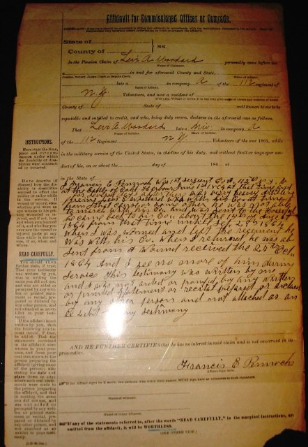 Affidavit Commissioned Officer Comrade Cold Harbor