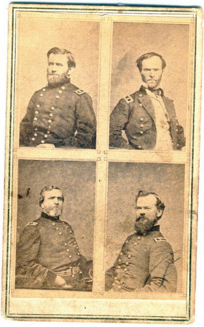 CDV Generals Sherman/Grant/Thomas/Mcpherson: CDV of 4 Generals Sherman/Grant/George Henry Thomas/ James "Birdseye" Mcpherson - plain back with names written in pencil