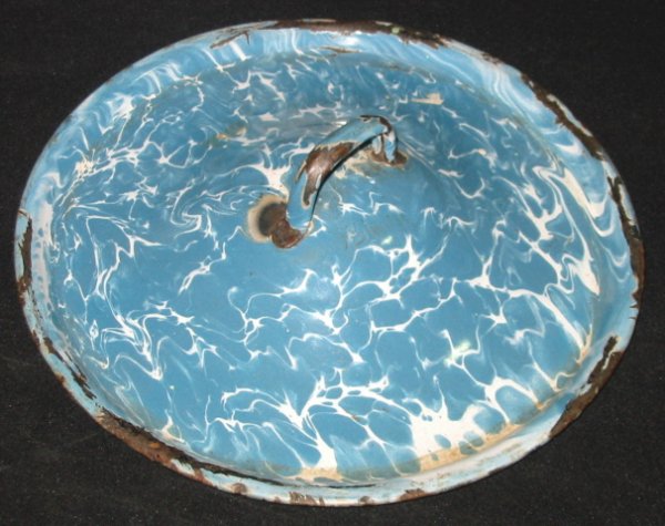 Blue & white Enamel Swirl lidded pan - 2