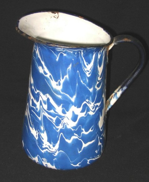 Blue & white Enamel Swirl pitcher