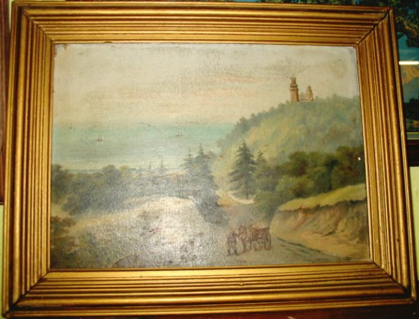 Oil on board Country Coastline Scene