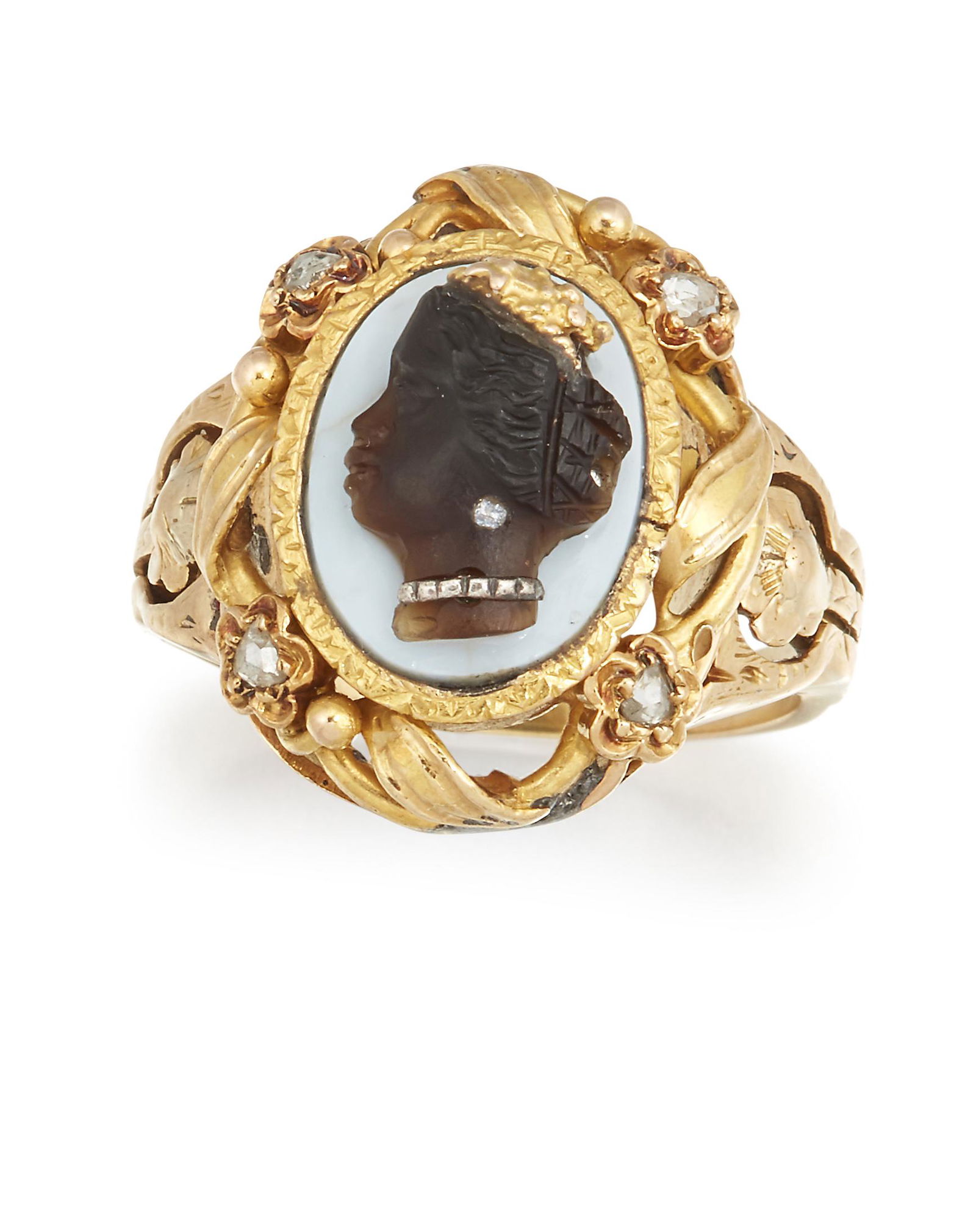A LATE 19TH CENTURY BLACKAMOOR CAMEO RING, the oval (1 of 1)