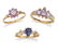 THREE 9CT DIAMOND AND GEMSET RINGS, a three stone
