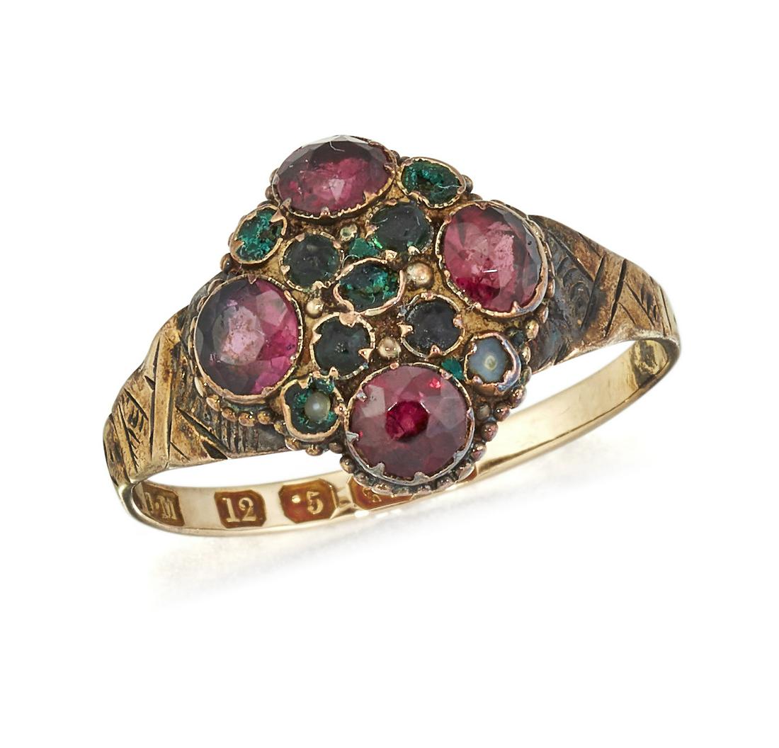 A VICTORIAN 12CT GOLD AND GEMSET RING, set with four (1 of 1)