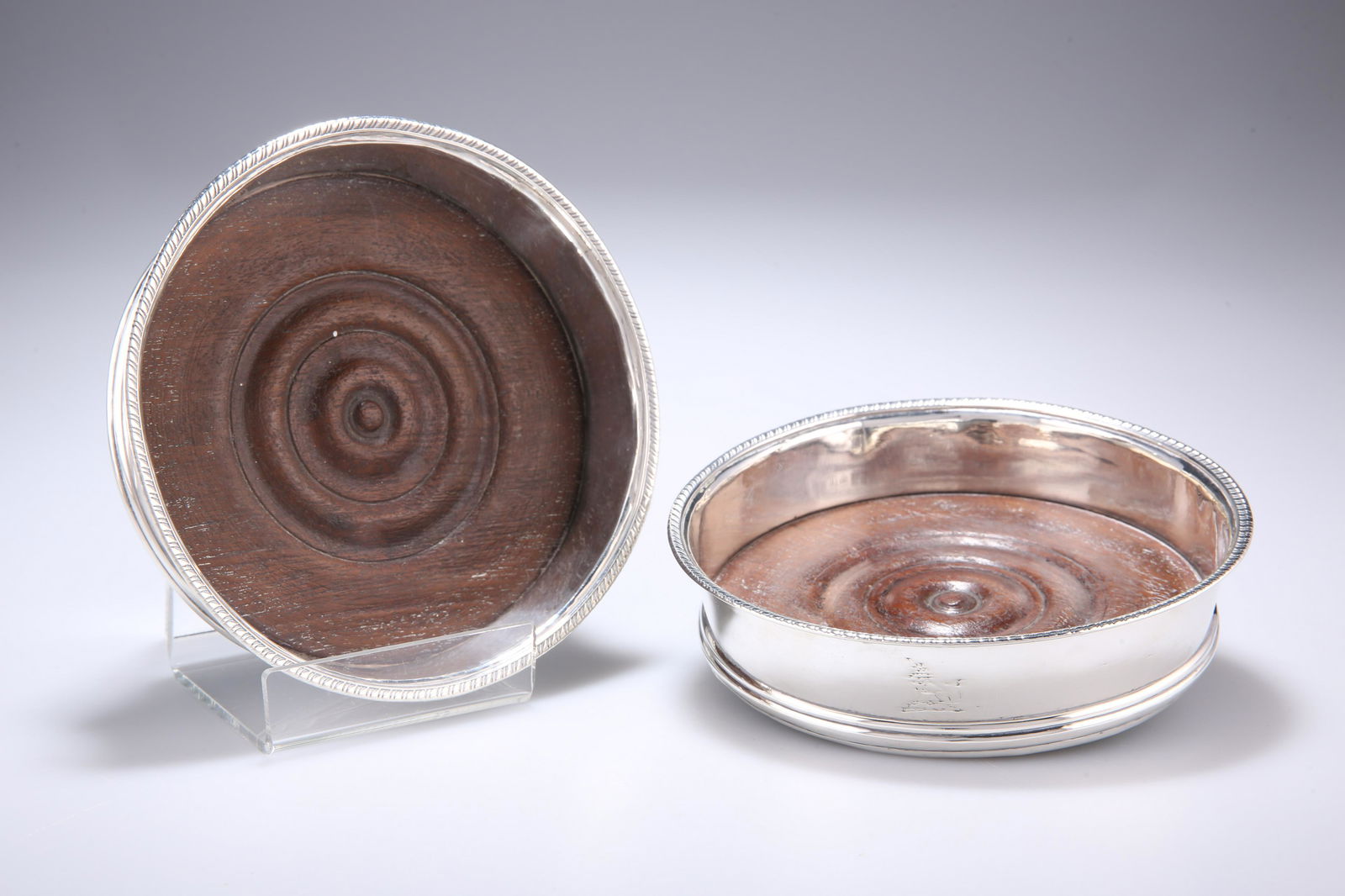 A PAIR OF GEORGE III SILVER COASTERS, marks rubbed, (1 of 1)