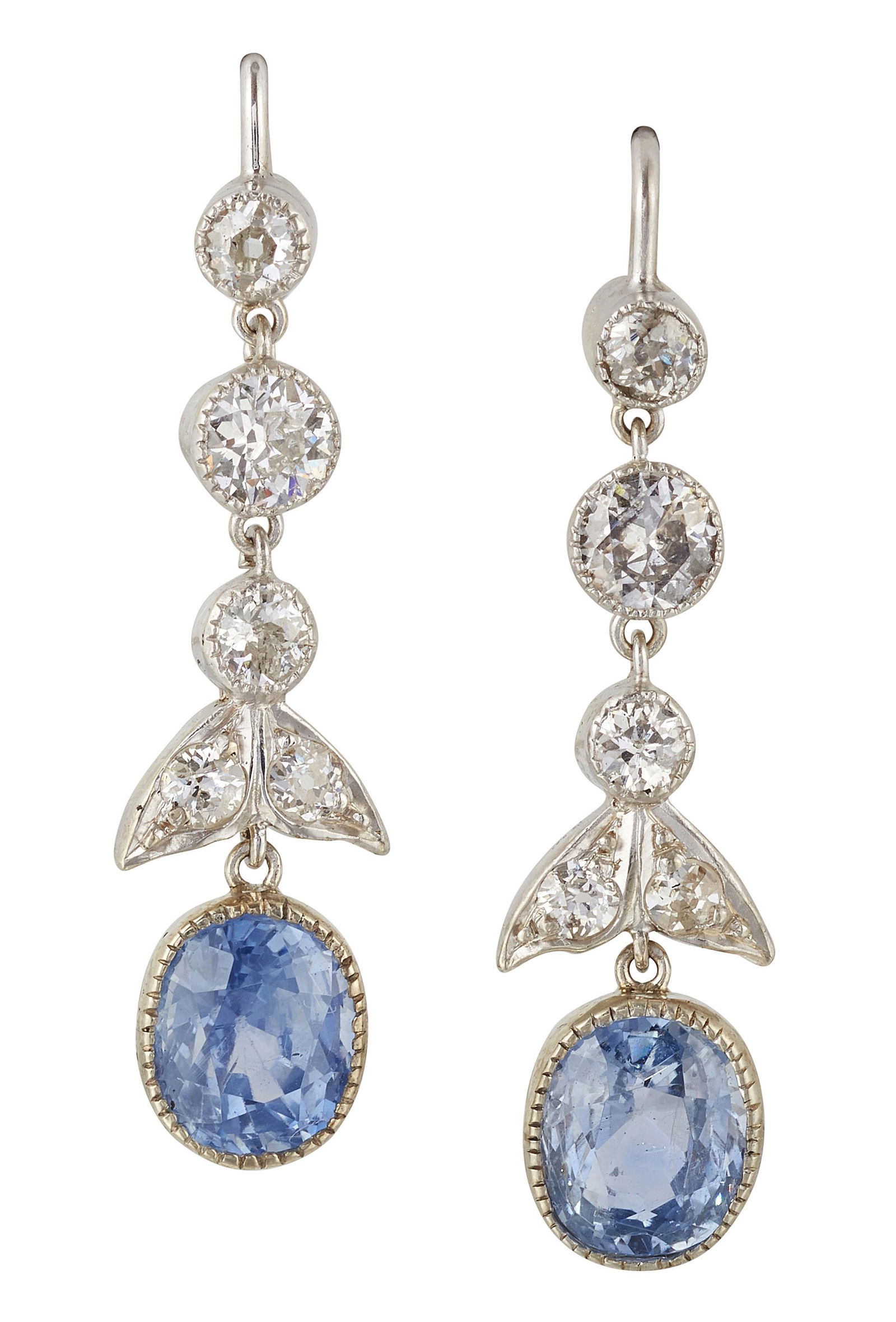 A PAIR OF EARLY 20TH CENTURY SAPPHIRE AND DIAMOND (1 of 1)