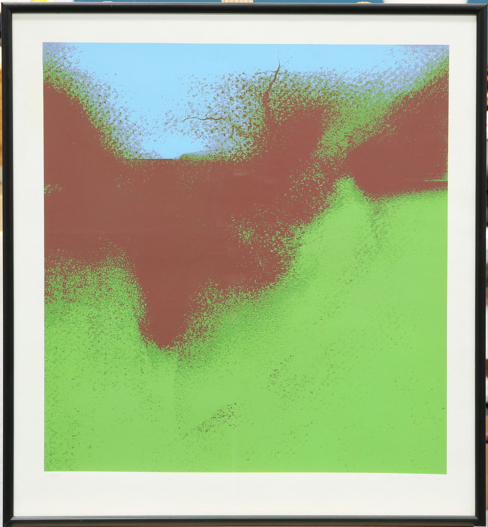 GRAHAM OVENDEN (BRITISH, BORN 1943), BIRNAM WOOD,: GRAHAM OVENDEN (BRITISH, BORN 1943), BIRNAM WOOD, artist's proof, signed and dated (19)72 in pencil lower right margin, inscribed 'A/P' lower left margin, screenprint, framed. Visible sheet 57.5cm by