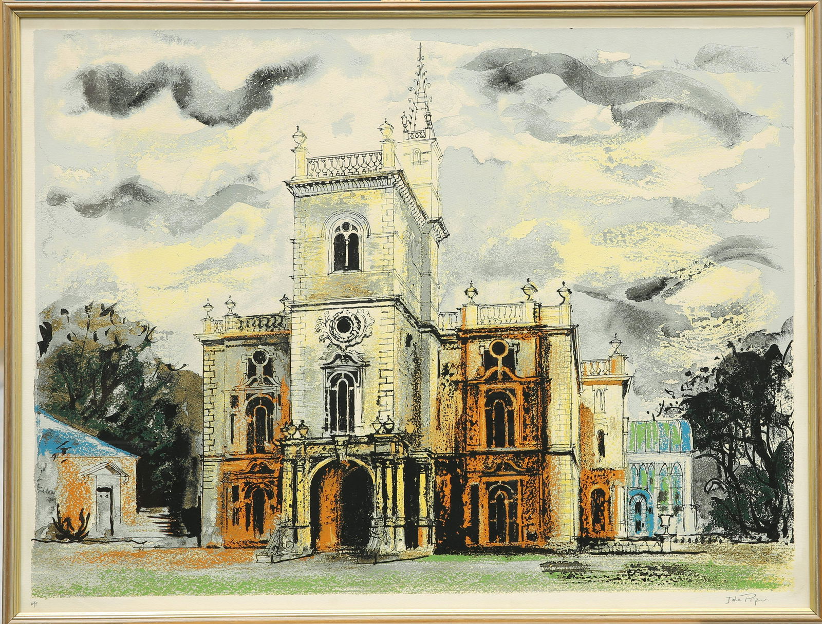 JOHN PIPER (BRITISH, 1903-1992), FLINTHAM HALL FROM: JOHN PIPER (BRITISH, 1903-1992), FLINTHAM HALL FROM "VICTORIAN DREAM PALACES", artist's proof, signed in pencil in the margin, framed. Visible sheet 54.5cm by 72cm Provenance: The Estate of the Late S