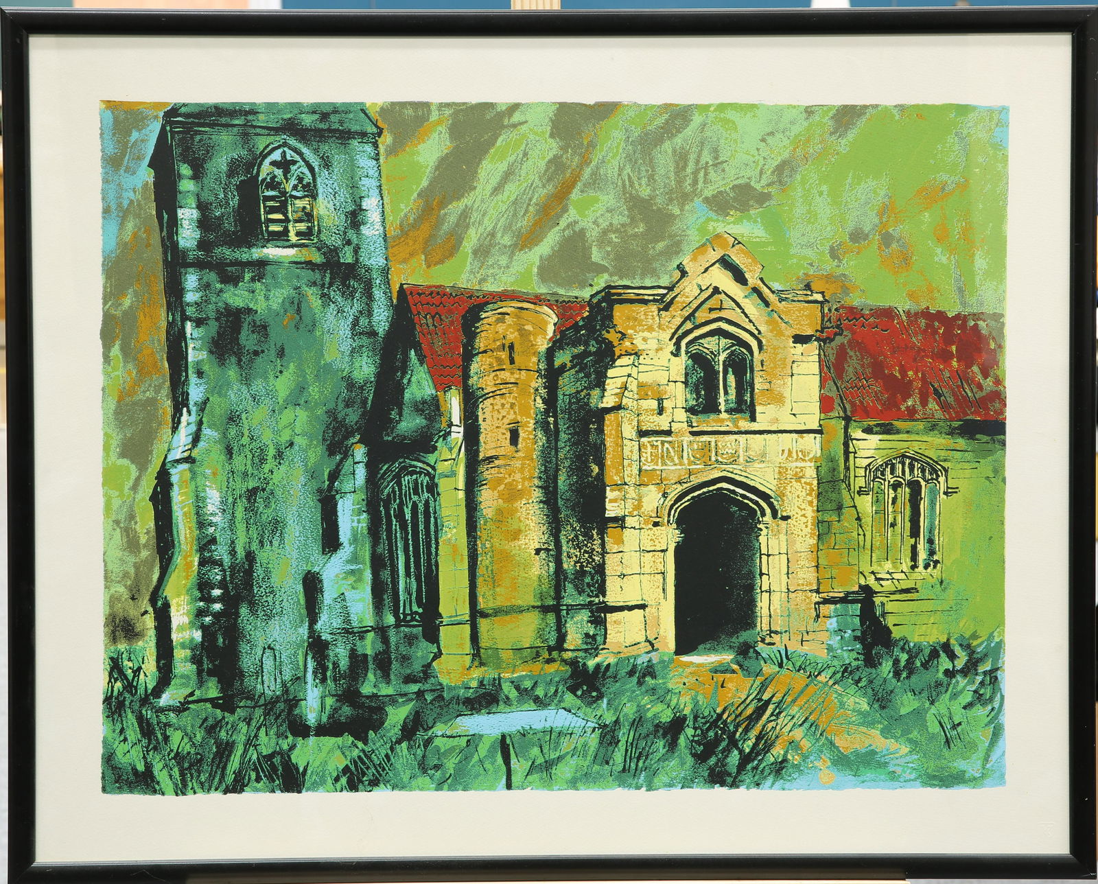 JOHN PIPER (BRITISH, 1903-1992), HOLME,: JOHN PIPER (BRITISH, 1903-1992), HOLME, NOTTINGHAMSHIRE, silkscreen, unsigned, printed by Kelpra Studio, with their blindstamp, framed. Image 50.5cm by 66cm Provenance: The Estate of the Late Sylvia M