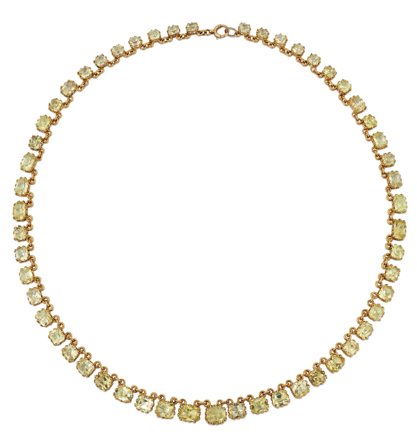 A CHRYSOBERYL RIVIERE NECKLACE, graduated cushion-cut (1 of 2)