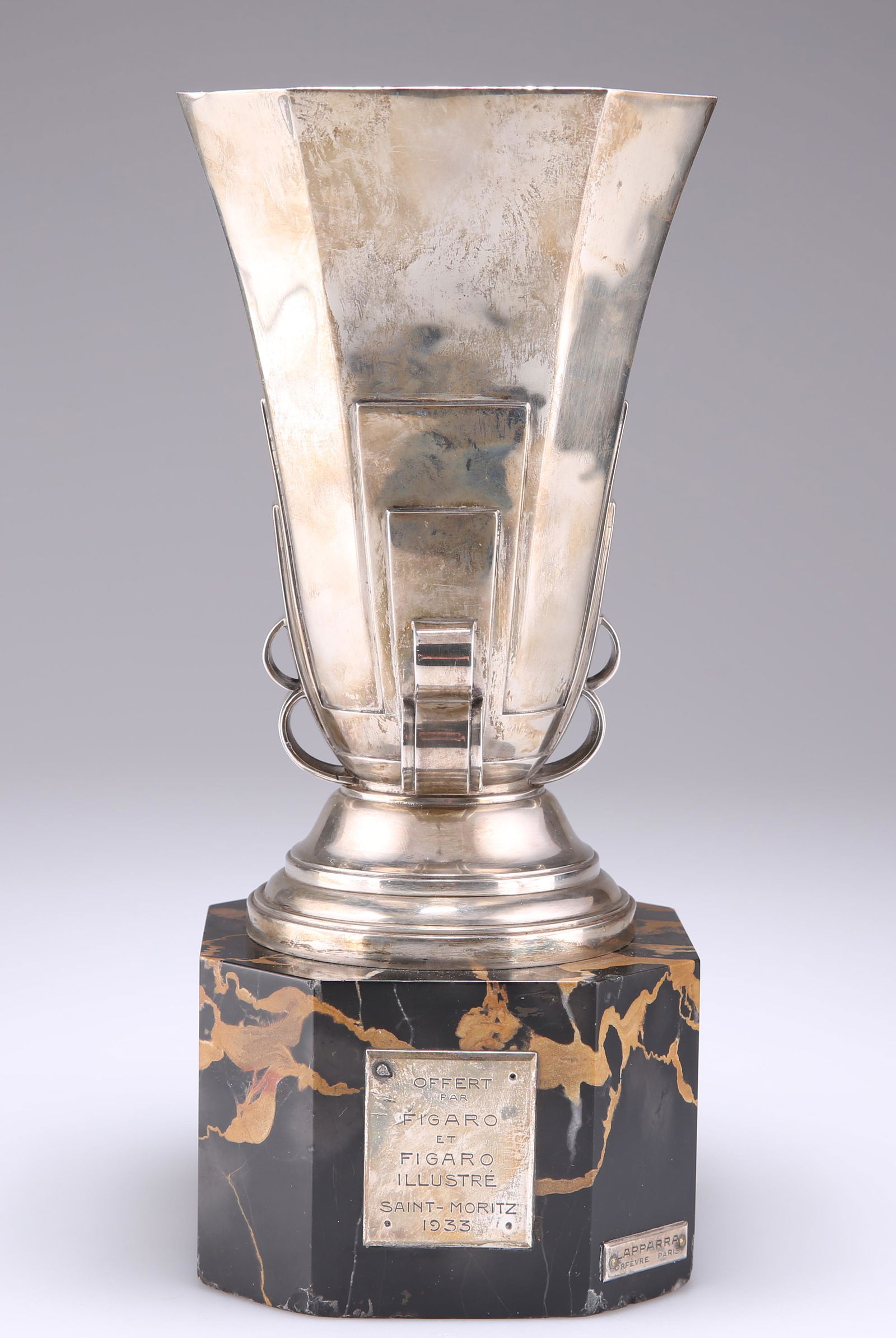 A STRIKING FRENCH ART DECO SILVER TROPHY VASE, by Henri (1 of 1)
