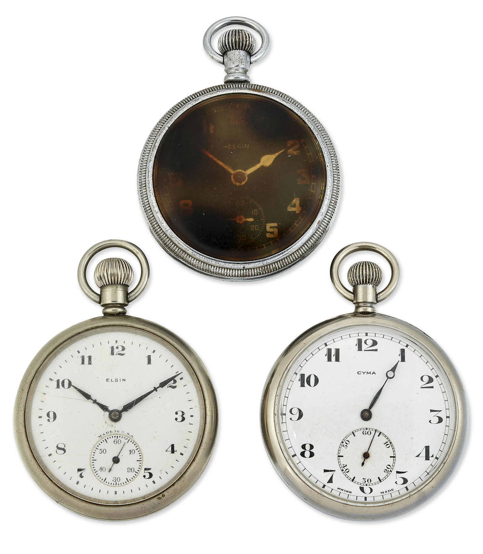 A GROUP OF THREE MILITARY POCKET WATCHES, COMPRISING; A (1 of 1)