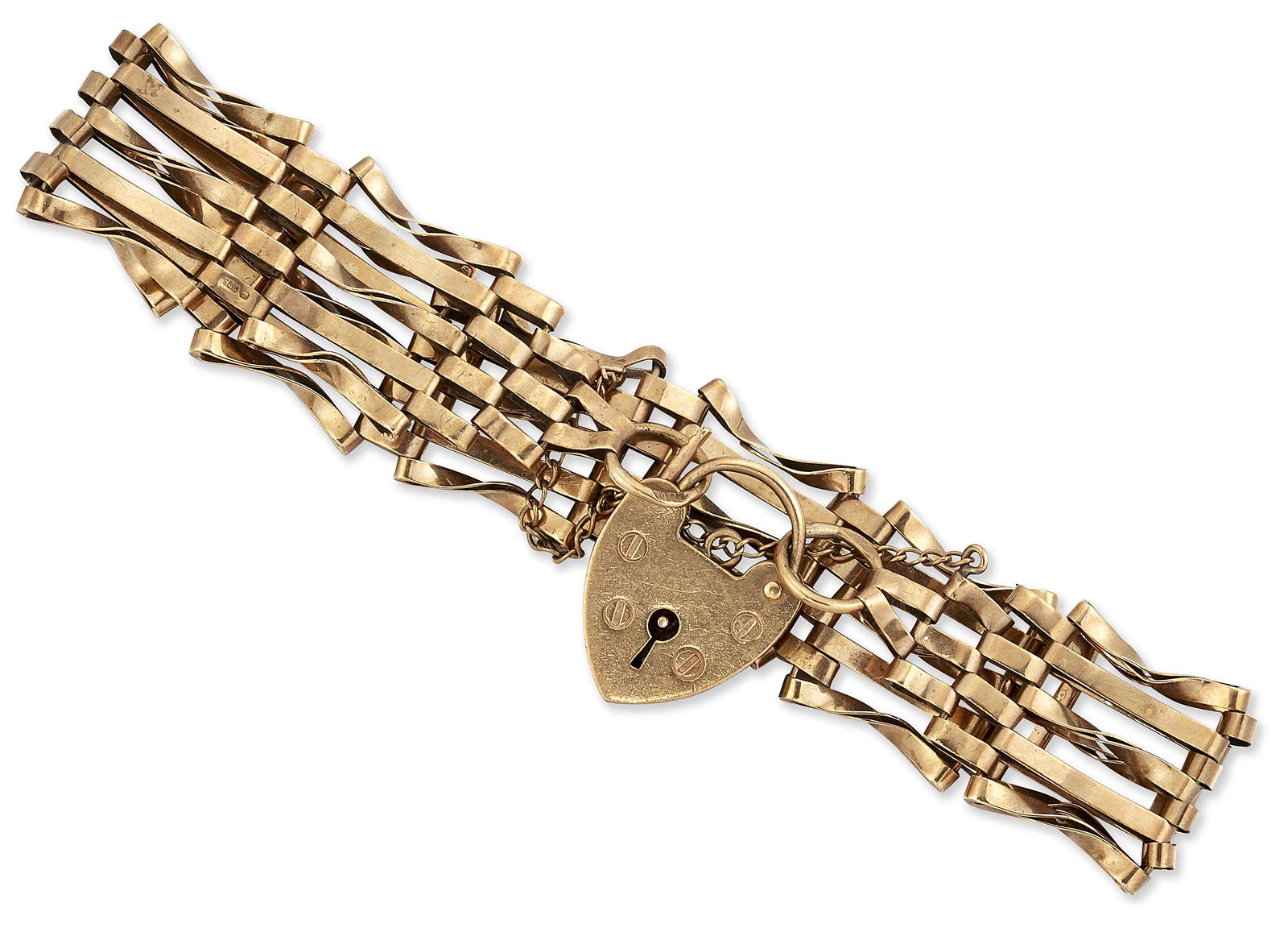 A 9 CARAT GOLD GATE LINK BRACELET, alternating twisted (1 of 1)